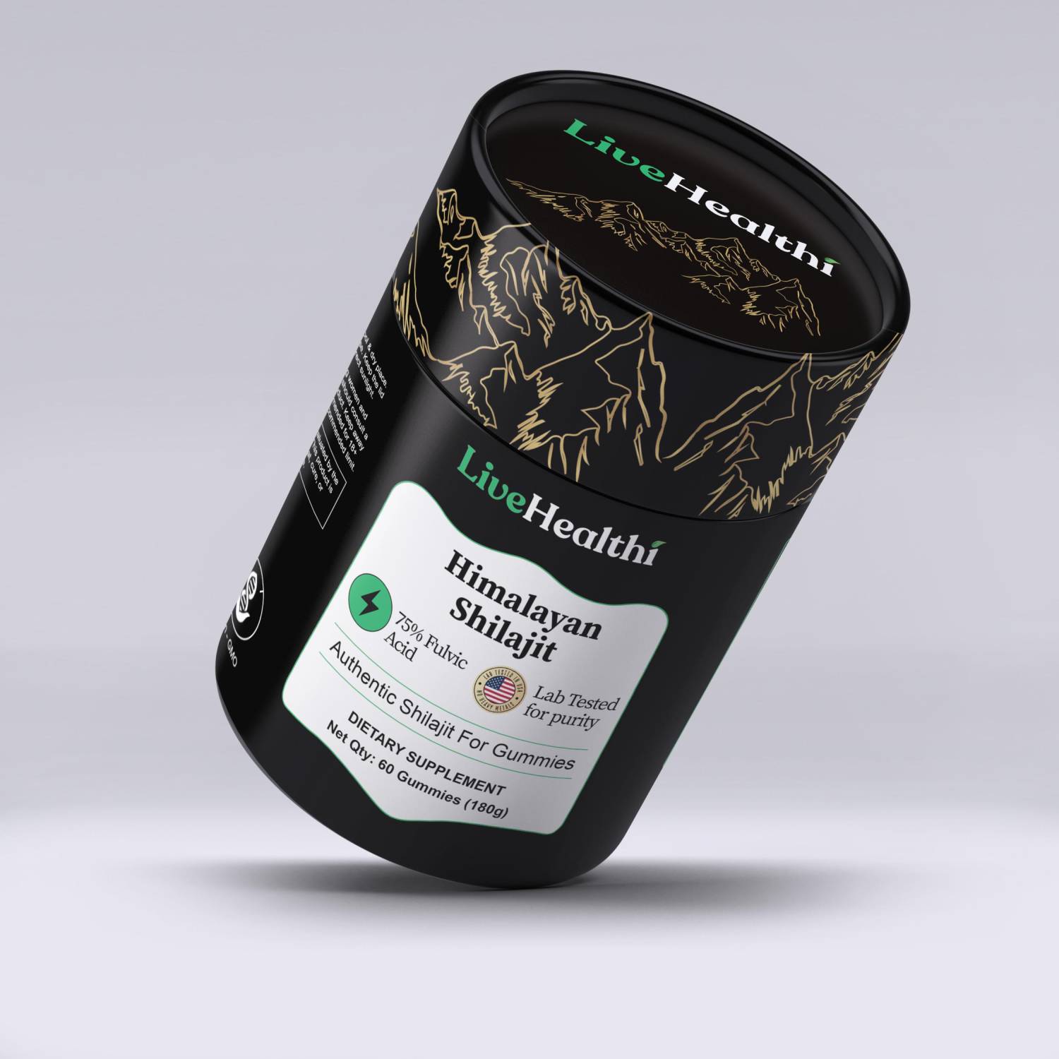 LiveHealth® Himalayan Shilajit Gummies – 75% Fulvic Acid – Natural Energy & Vitality Booster (60 Gummies)